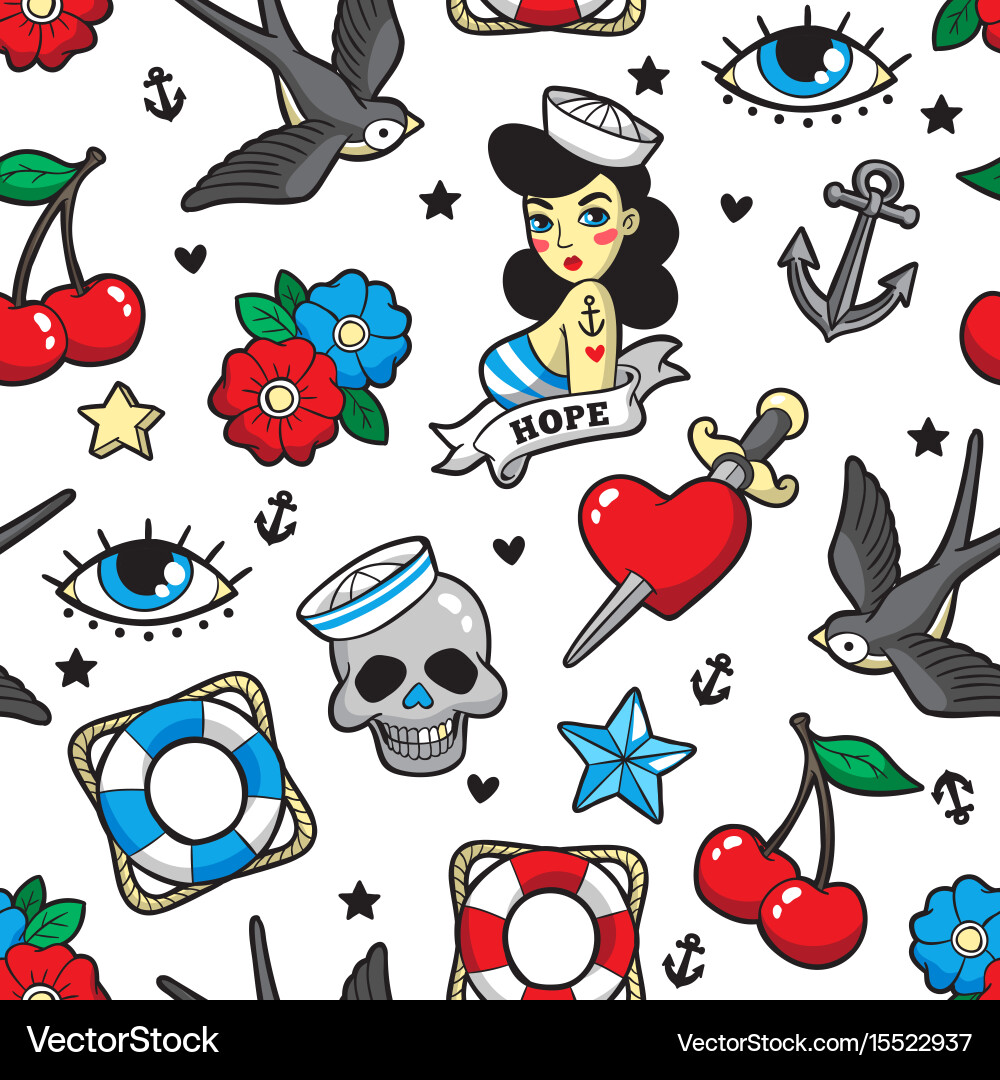 Retro Rockabilly Seamless Pattern Vector Image
