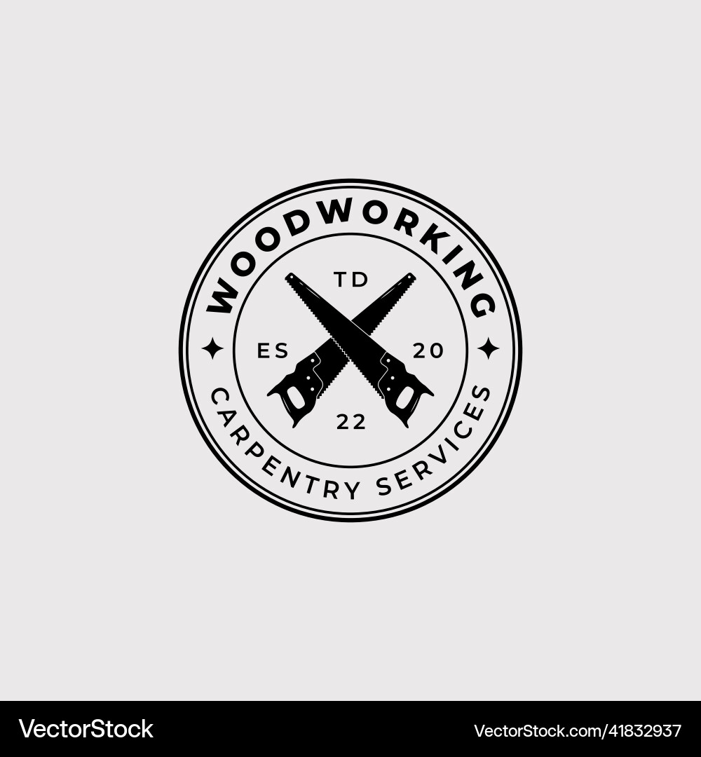 Sägen Handsäge Holzwerk oder Tischlerei Logo Design Sägen Handsäge Holzwerk oder Tischlerei Logo Design vektorbild