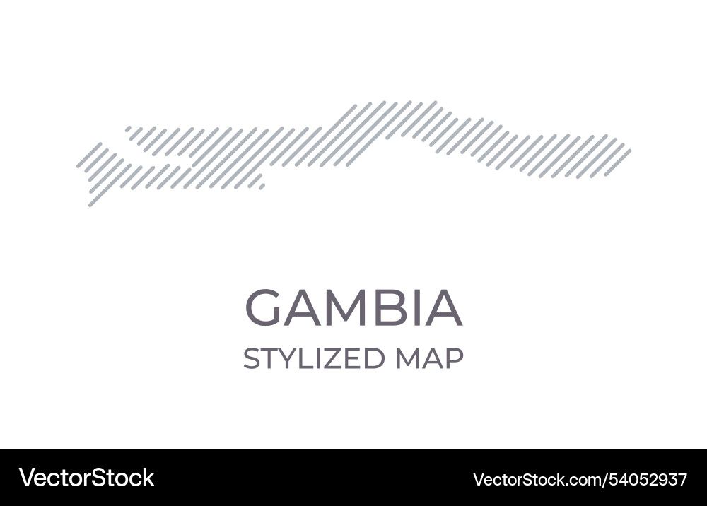 Stylized linear map of gambia in minimalistic vector image