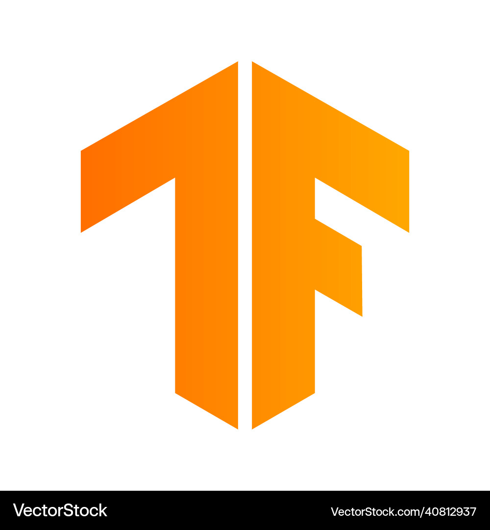Tensorflow icon orange letters t and f vector image
