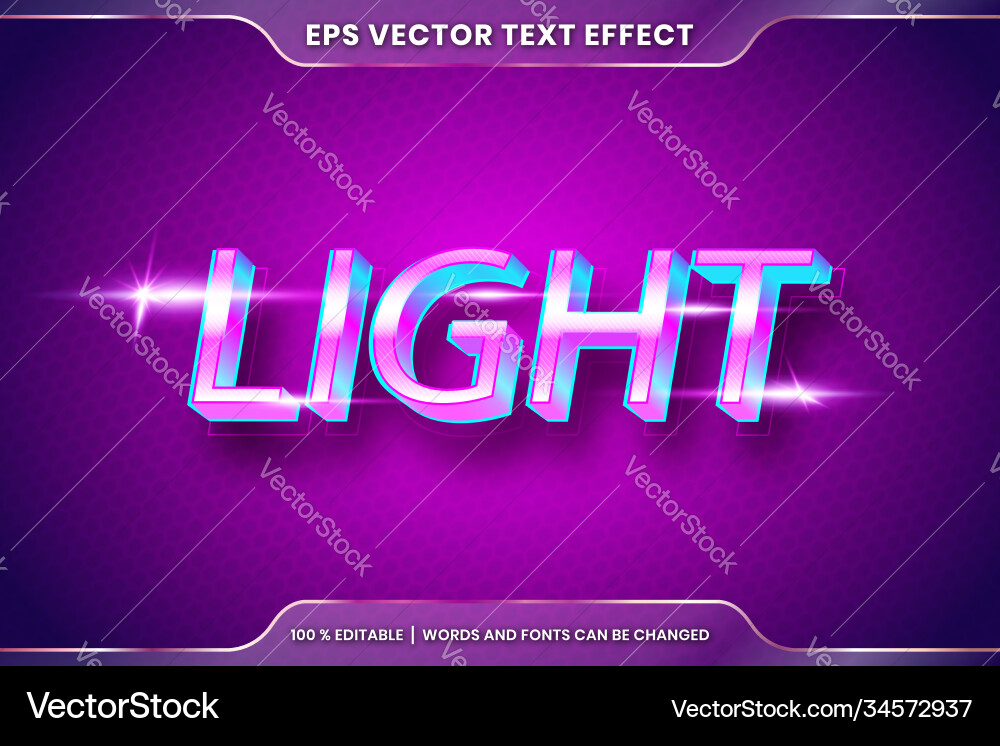 Text effect in 3d light words font styles theme Vector Image
