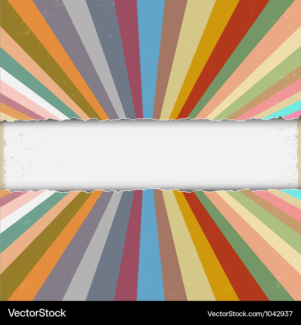 Torn paper with colorful retro rays vector image