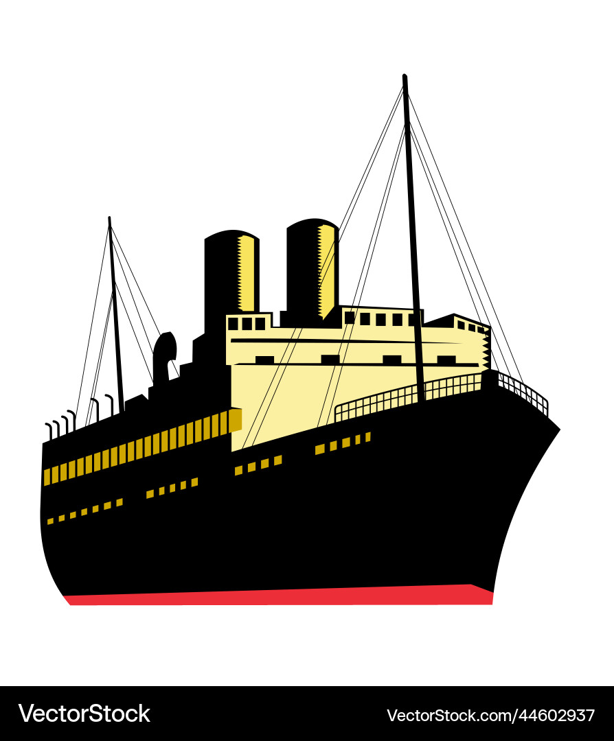 Vintage cargo ship front view isolated retro vector image
