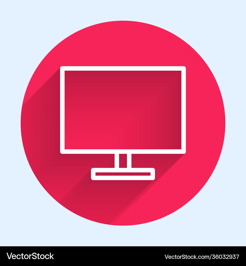 White line computer monitor screen icon isolated Vector Image