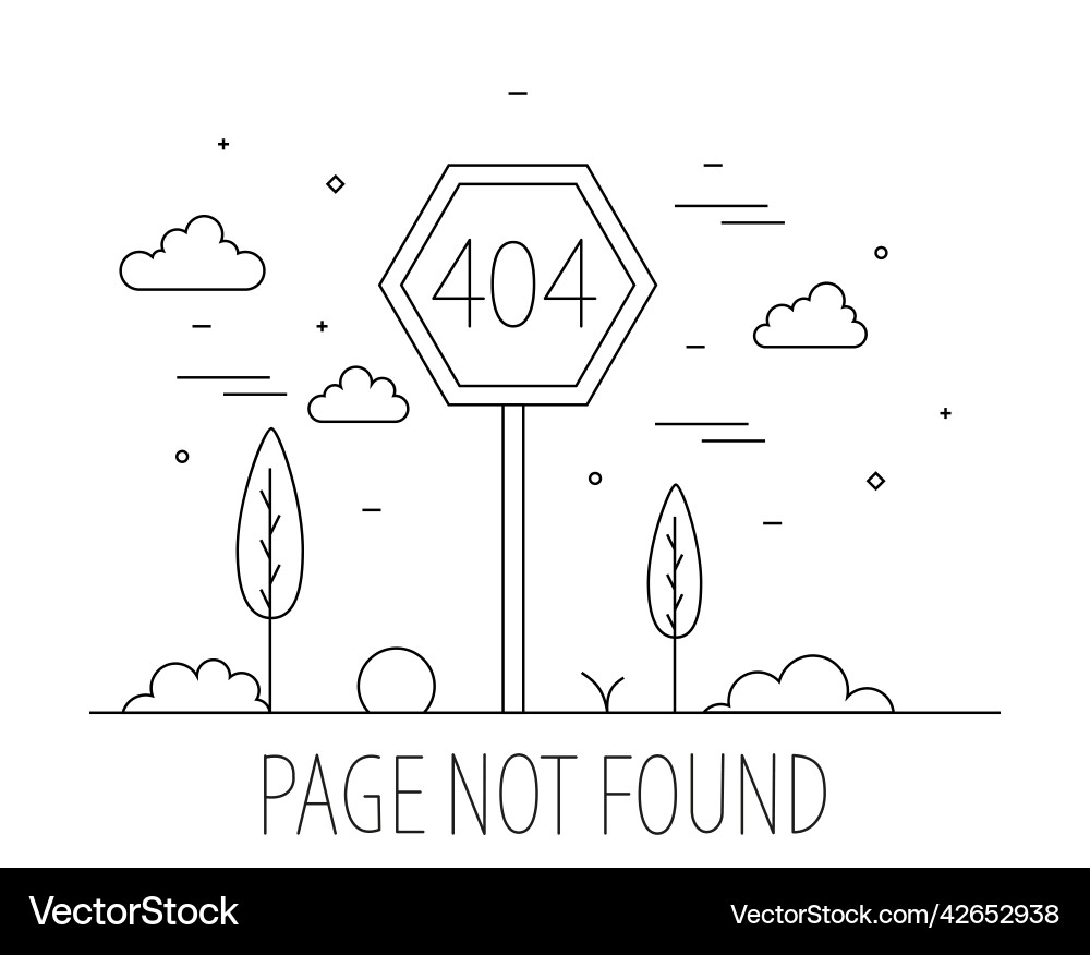 404 page not found line art error 404 page not found line art error Vector Image