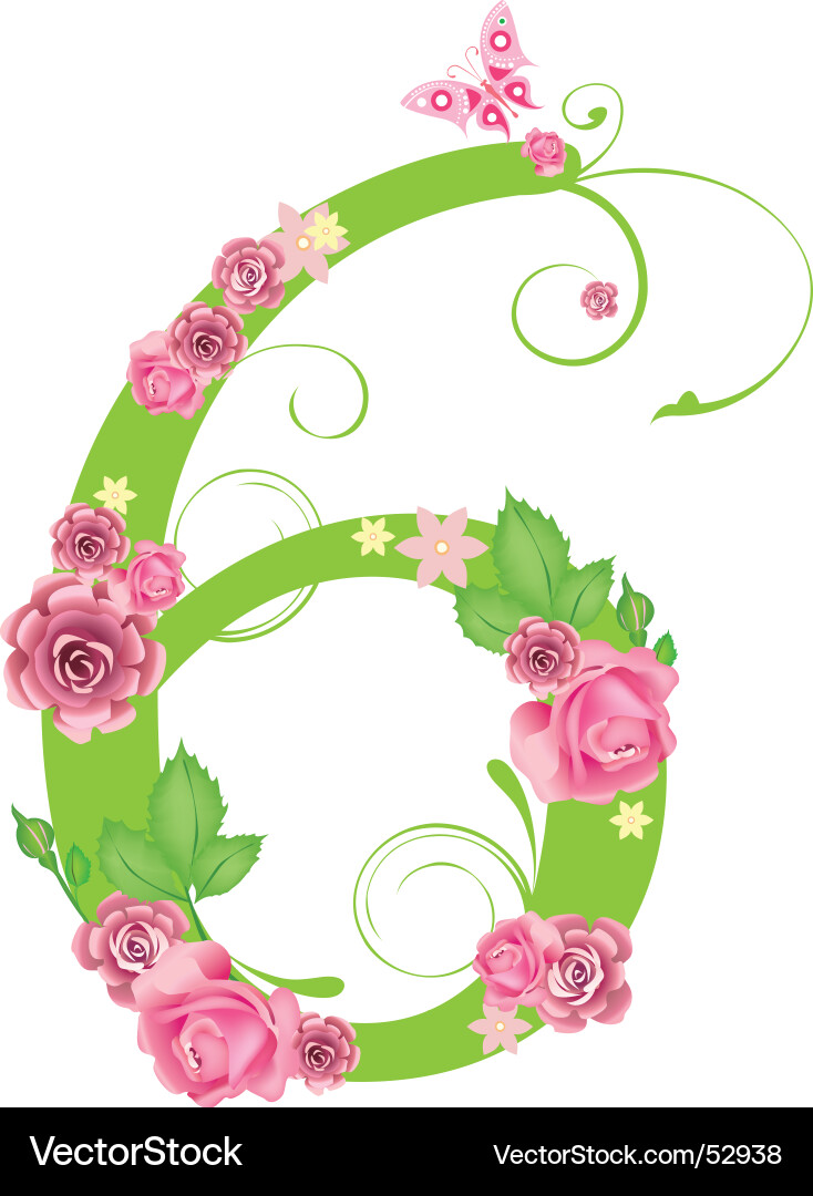 Alphabet Six Floral vector image