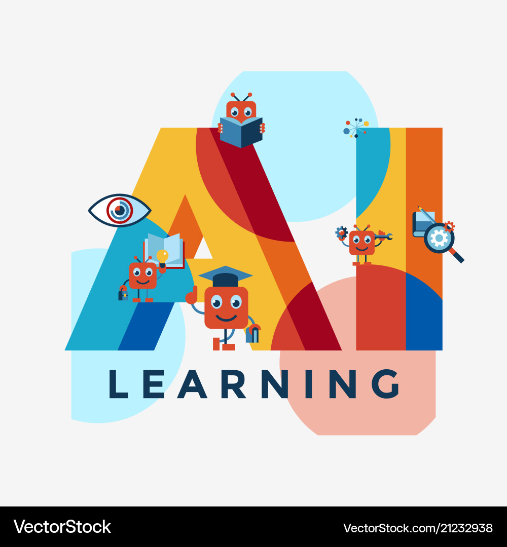 Artificial intelligence self learning icon set Artificial intelligence self learning icon set Vector Image