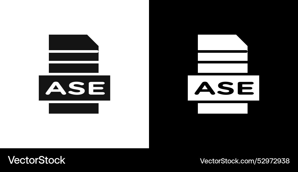 Ase file document icon flat set outline vector image