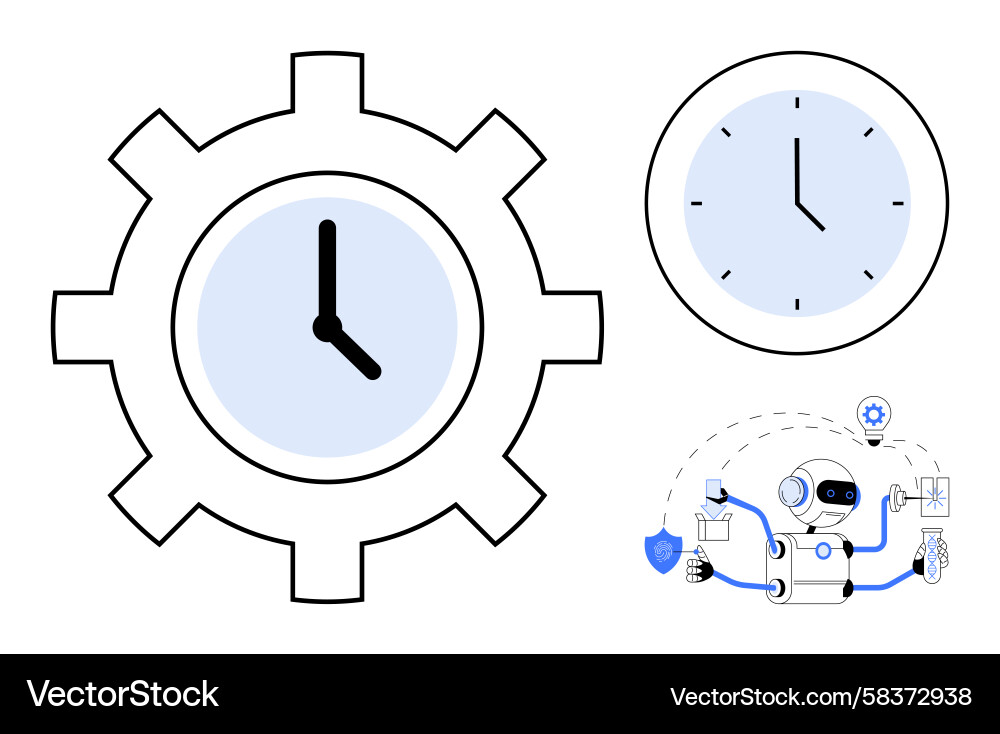 Automation & Time Management Robot Vector Image