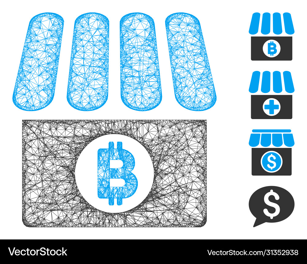 Bitcoin shop web mesh vector image