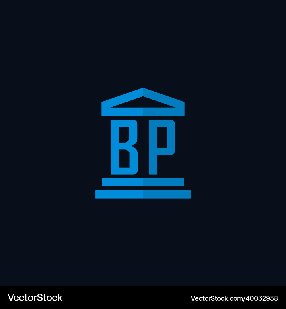 Bp initial logo monogram with simple courthouse Bp initial logo monogram with simple courthouse Vector Image