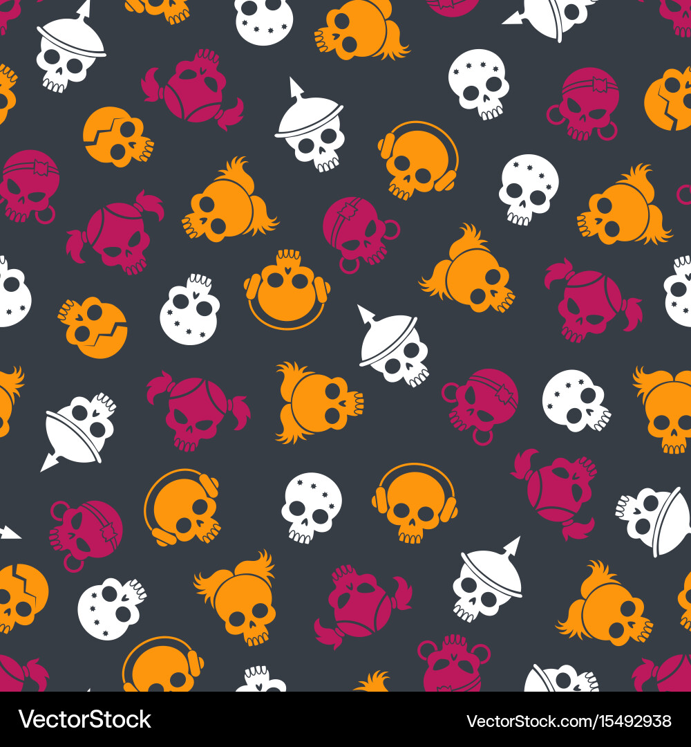 Bright seamless pattern with colorful sculls vector image