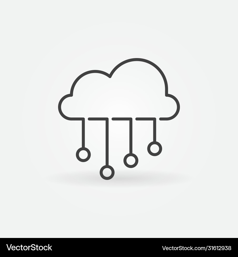 Cloud computing technology concept linear Cloud computing technology concept linear vector image