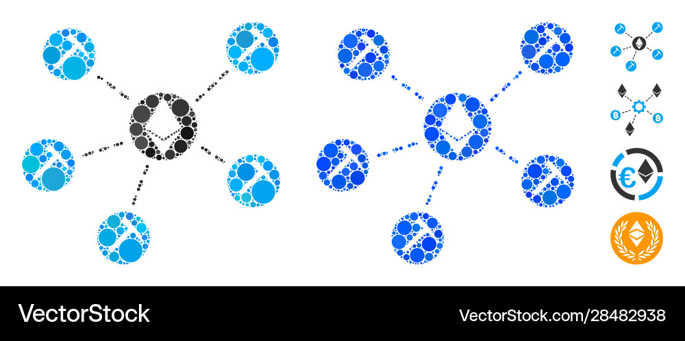 Ethereum mining pool mosaic icon circle dots Ethereum mining pool mosaic icon circle dots vector image