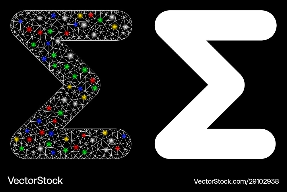 Flare mesh wire frame sum icon with spots Flare mesh wire frame sum icon with spots vector image