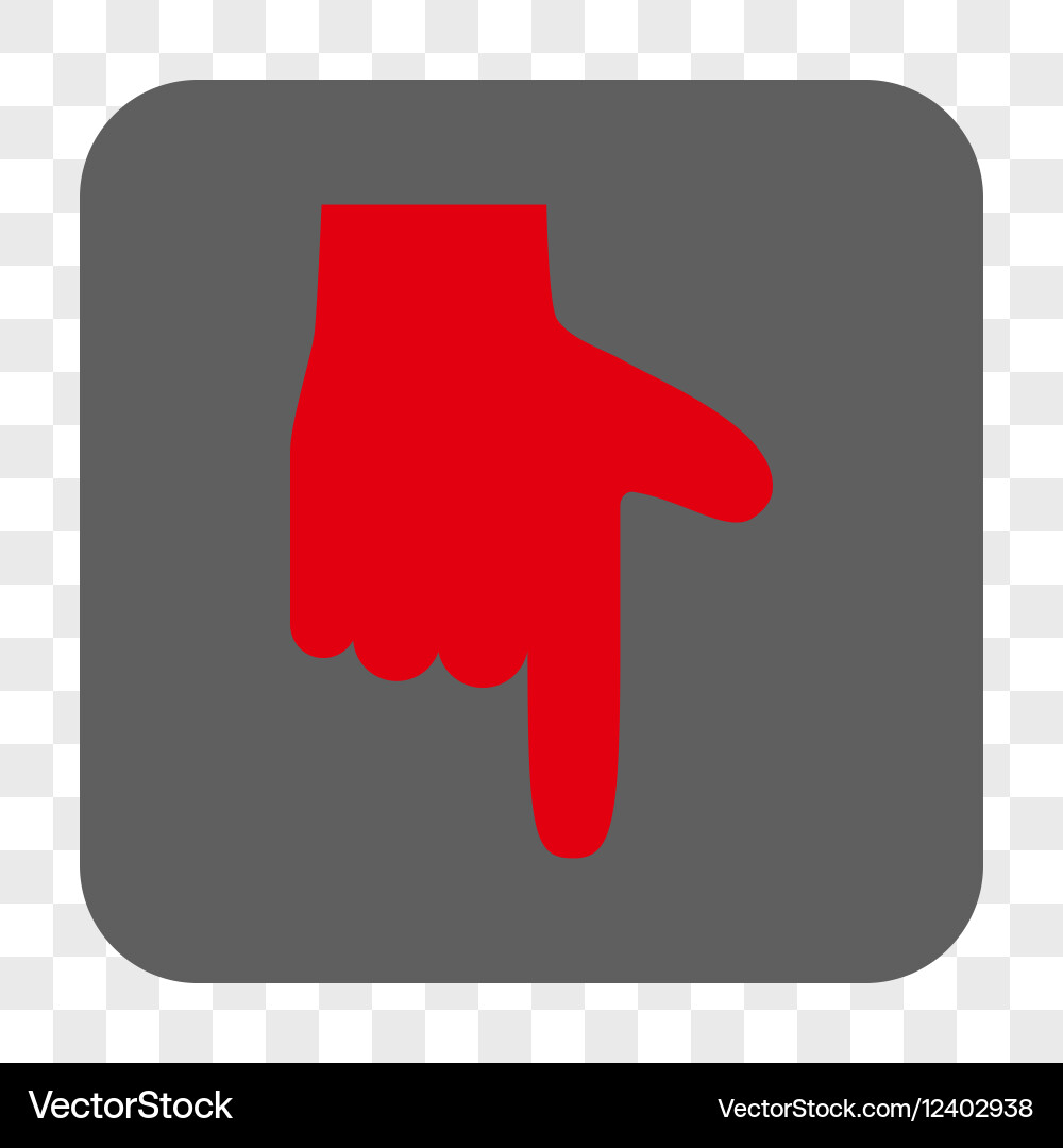 Hand pointer down rounded square button Vector Image
