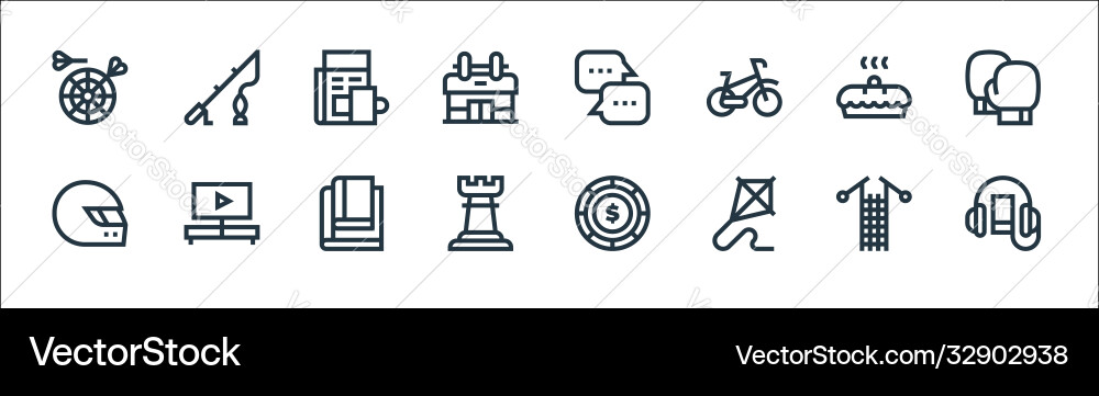 Hobbies line icons linear set quality Hobbies line icons linear set quality vector image