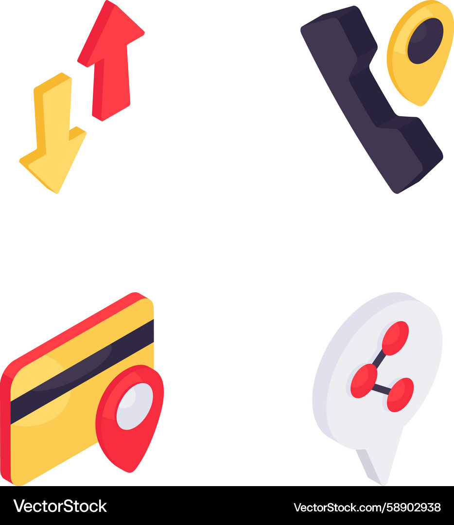 Isometric Location & Navigation Icons Set Vector Image