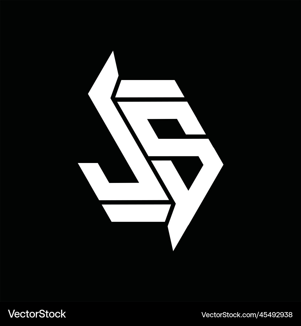 Js logo monogram hexagon abstract shape images vector image