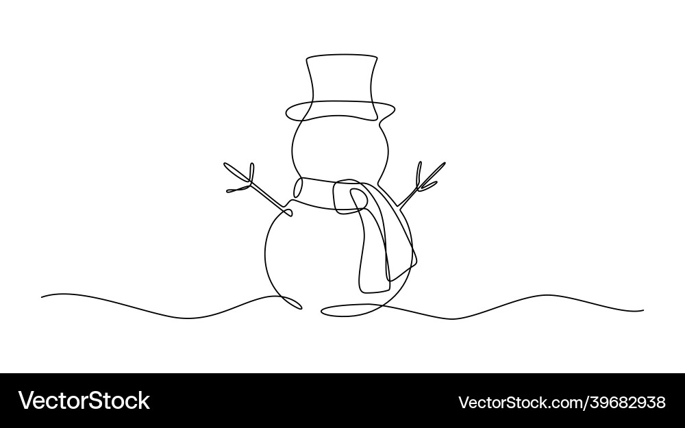 Kontinuierliche eine Linie Zeichnung von Weihnachten Schneemann Kontinuierliche eine Linie Zeichnung von Weihnachten Schneemann vektorbild