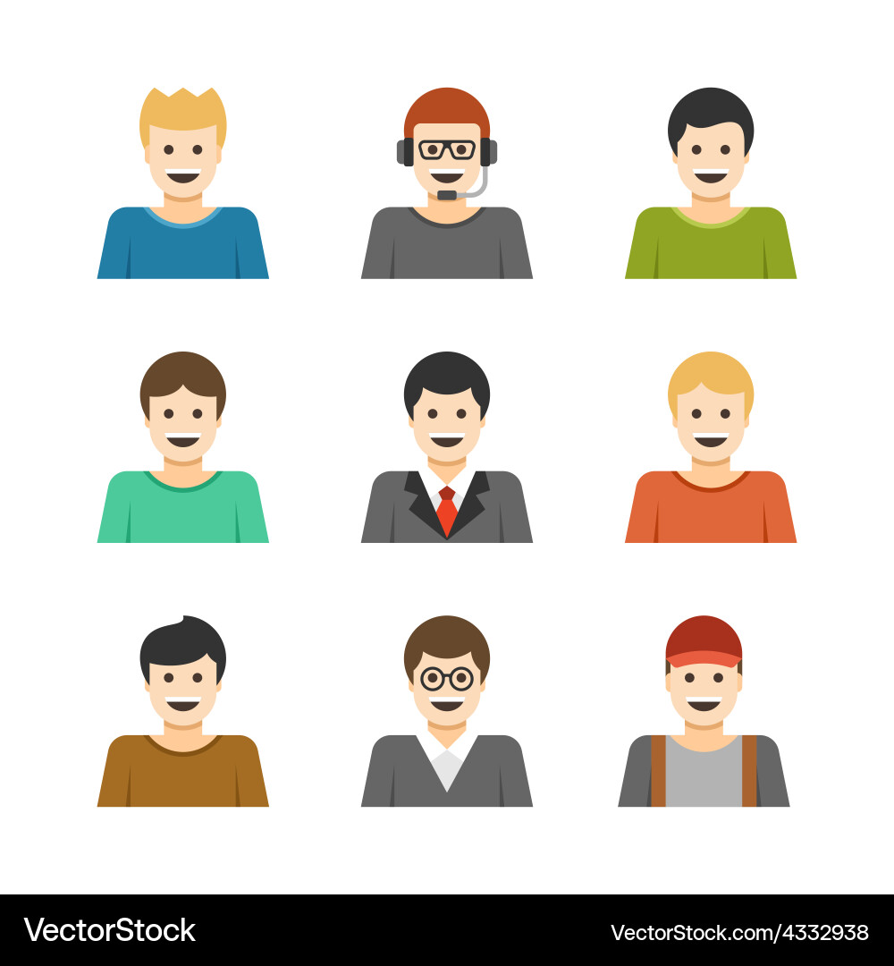 Man characters faces avatars user profile cartoon vector image