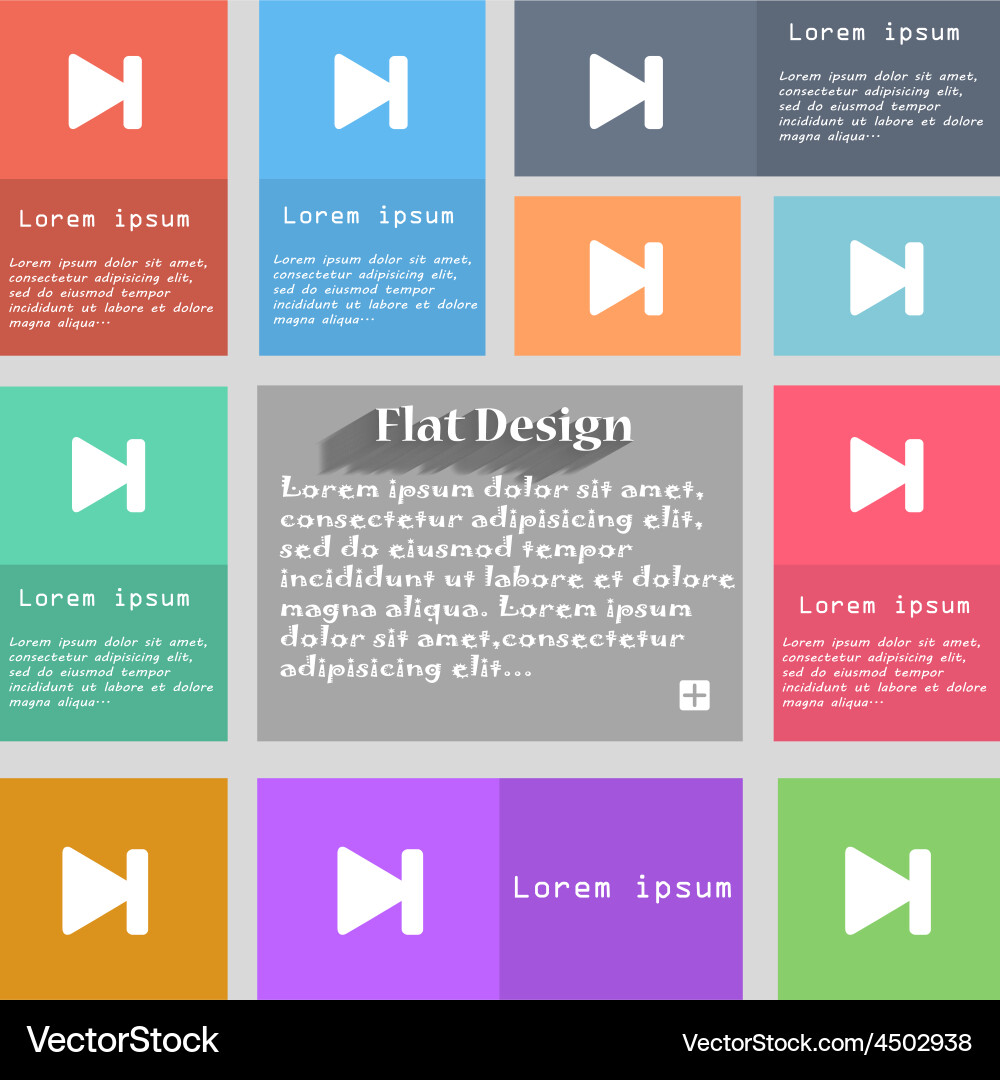 Next track icon sign set of multicolored buttons vector image