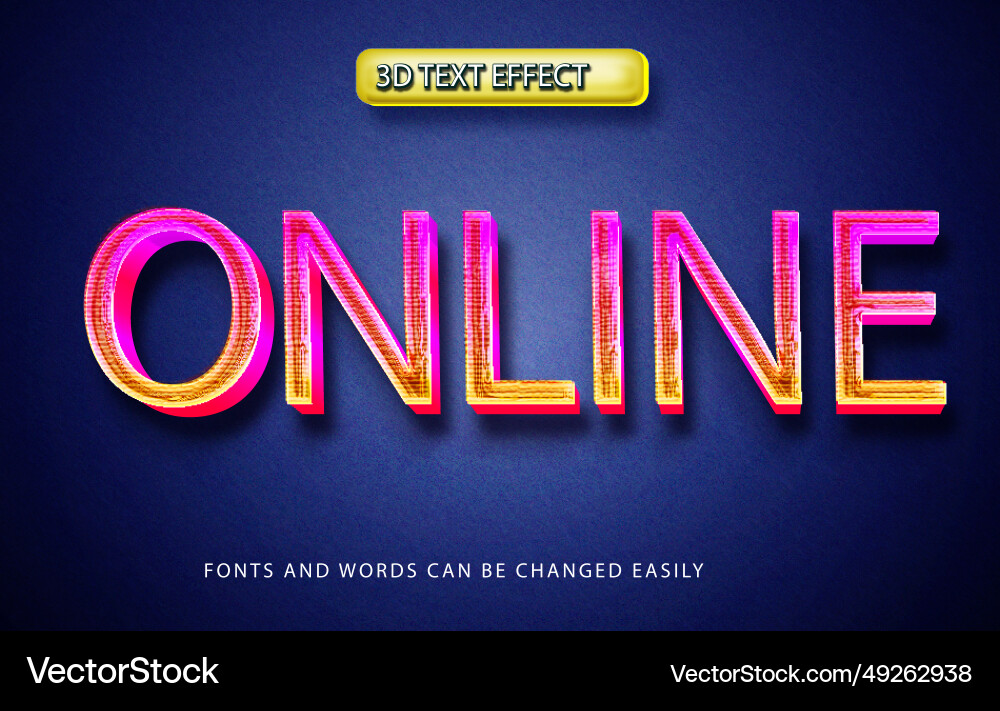Online 3d editable text effect style vector image