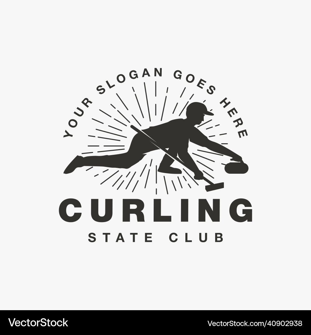 Player of curling logo sport design vector image