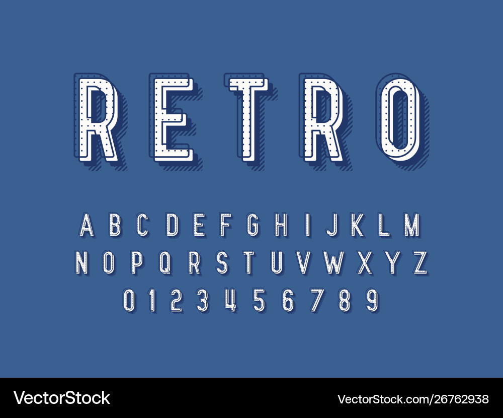 Retro font and alphabet stock Retro font and alphabet stock Vector Image