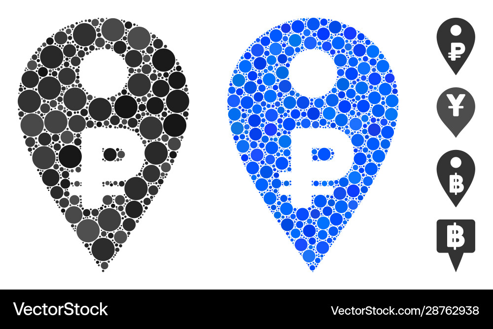 Rouble map marker composition icon round dots Rouble map marker composition icon round dots vector image