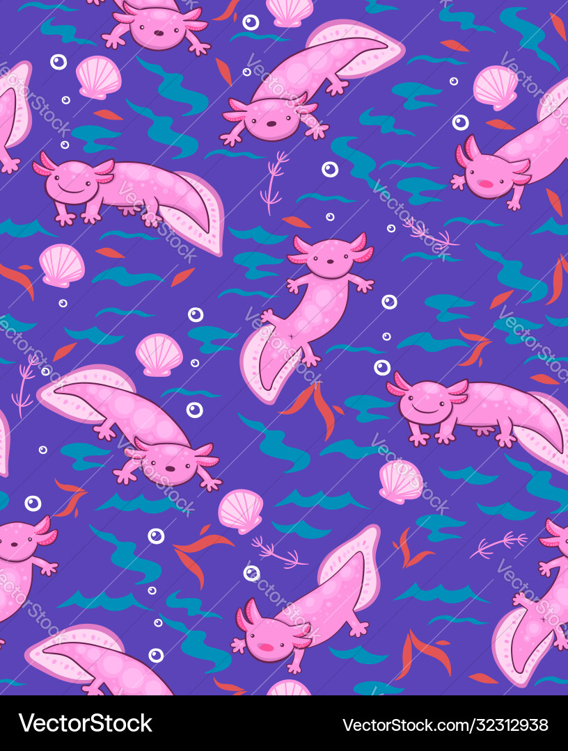 Seamless pattern with axolotl graphics Seamless pattern with axolotl graphics vector image