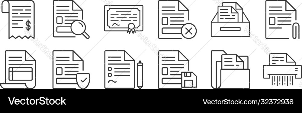Set 12 thin outline icons such as sh save Set 12 thin outline icons such as sh save vector image