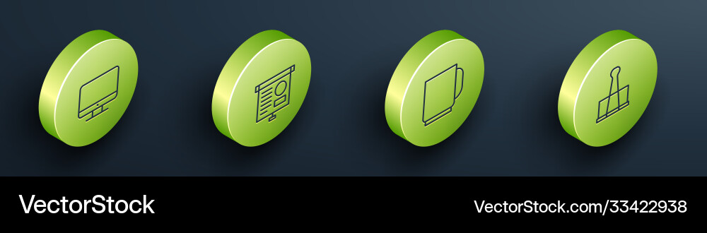 Set isometric computer monitor screen chalkboard Set isometric computer monitor screen chalkboard vector image