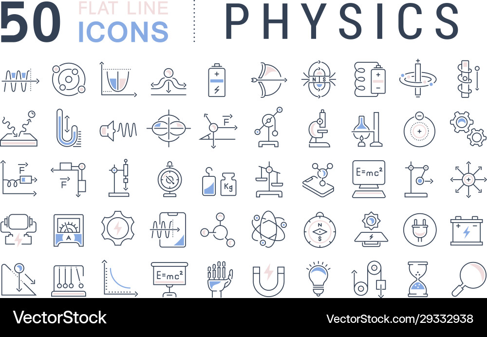 Set line icons physics Set line icons physics vector image