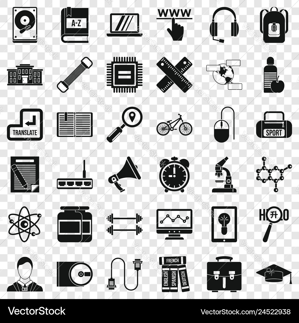 Training icons set simple style Training icons set simple style vector image