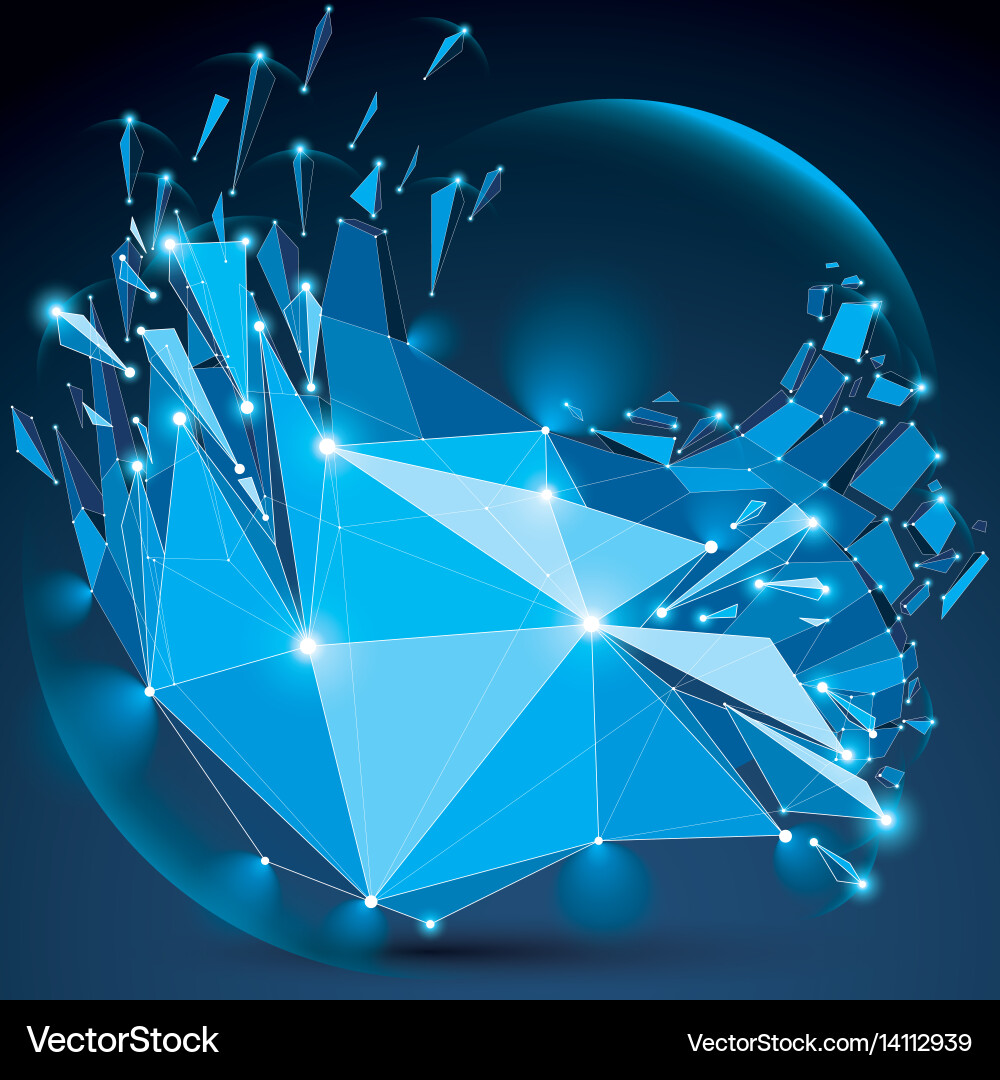 3d low poly complicated object with sparkles Vector Image