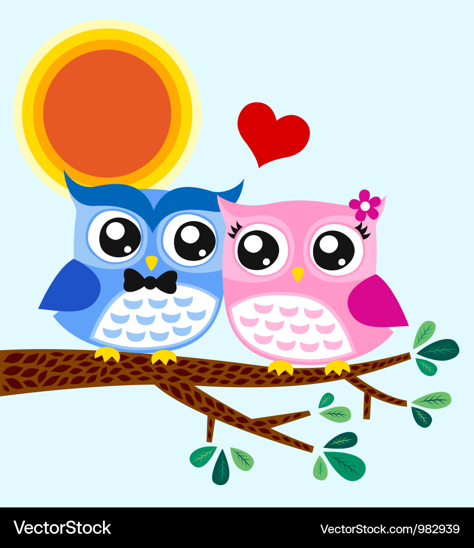 Adorable Owl Couple Romance vector image