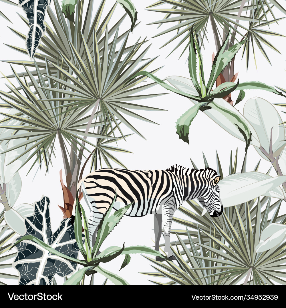 Background with palm trees zebra Background with palm trees zebra vector image