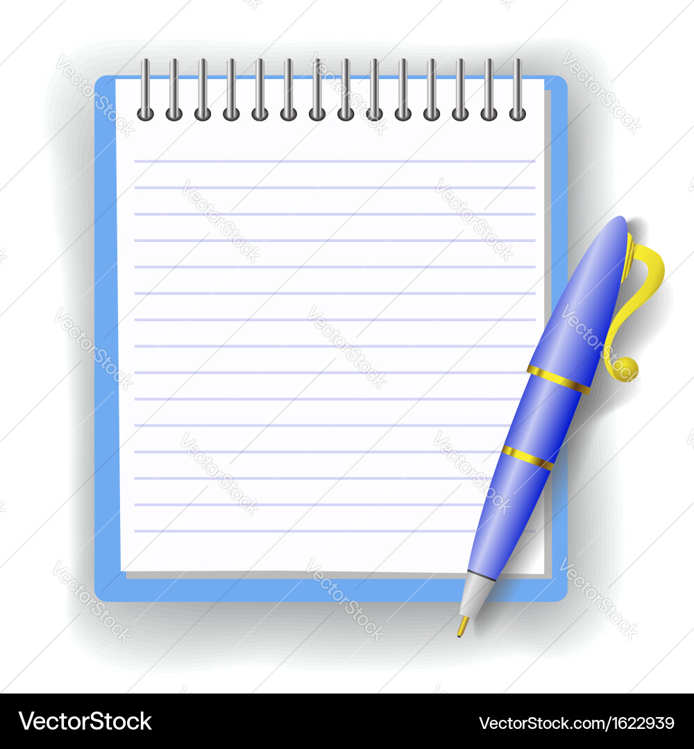 Colorful Pen and Notepad Vector Image