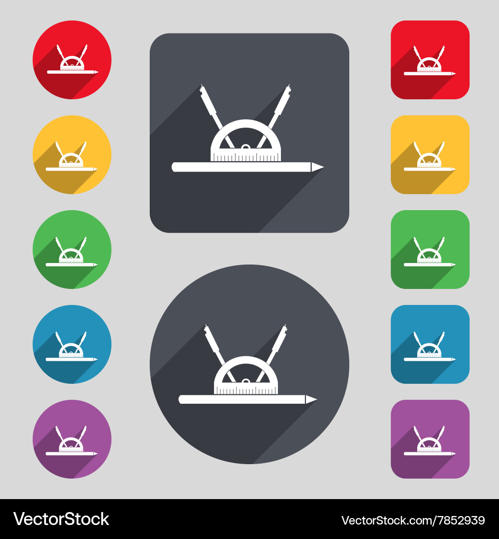 Compass and protractor characters geometry vector image