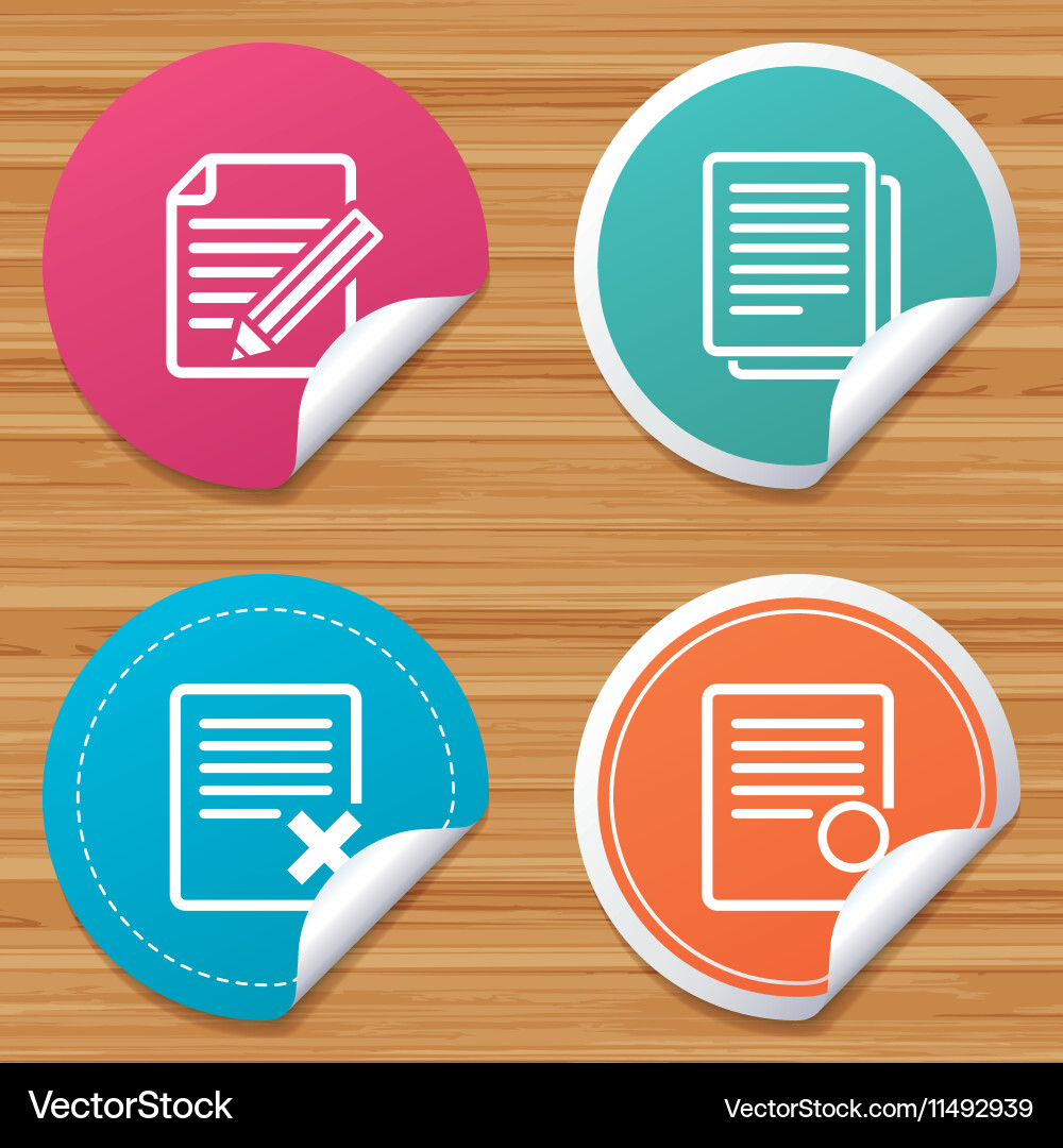 Document icons search delete and edit file vector image