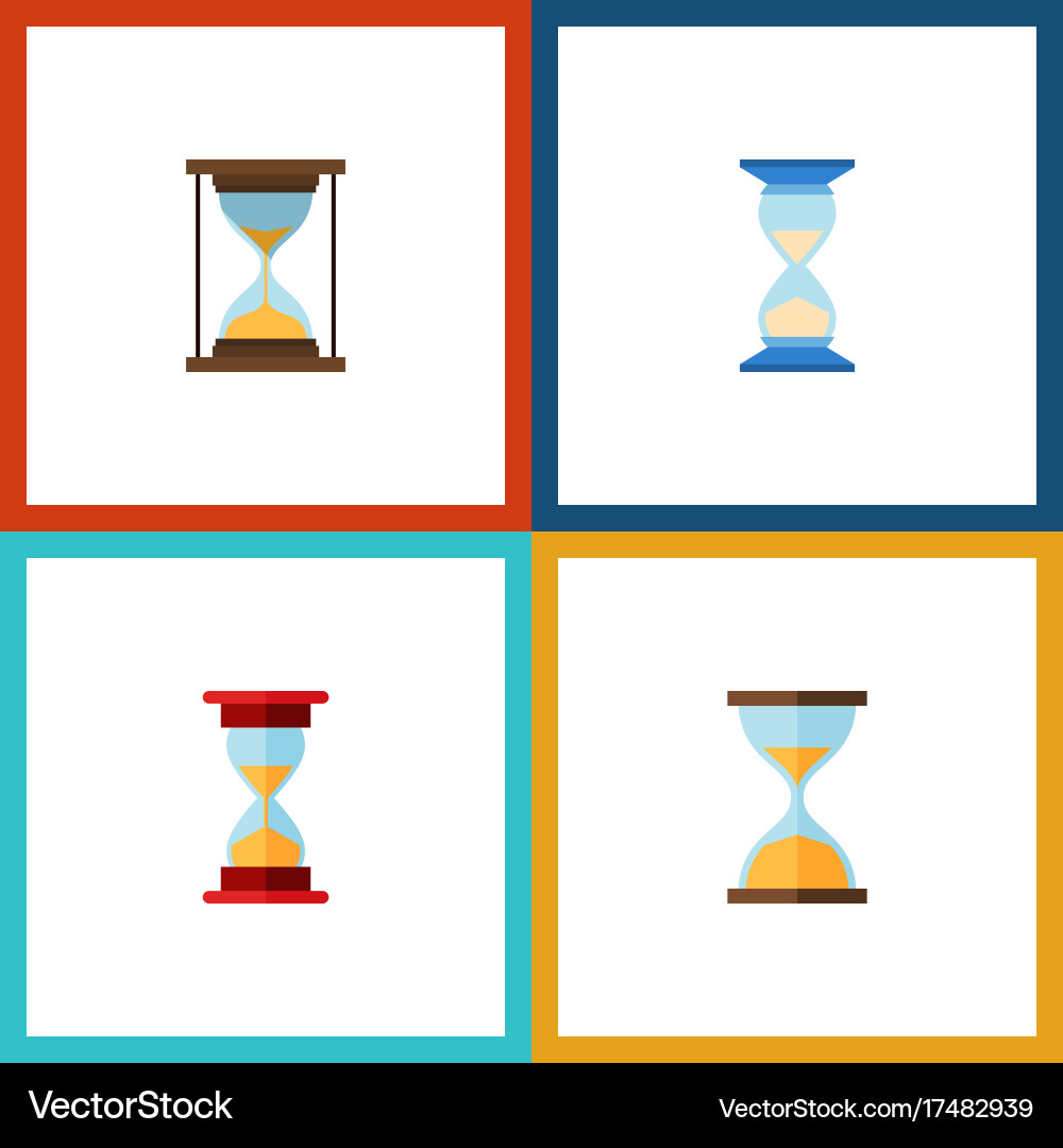 Flat icon hourglass set of loading clock waiting Vector Image