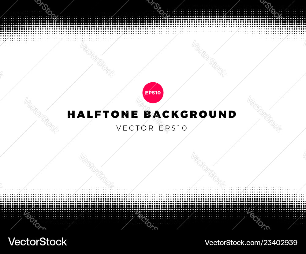 Halftone dots background top and bottom frame Halftone dots background top and bottom frame vector image