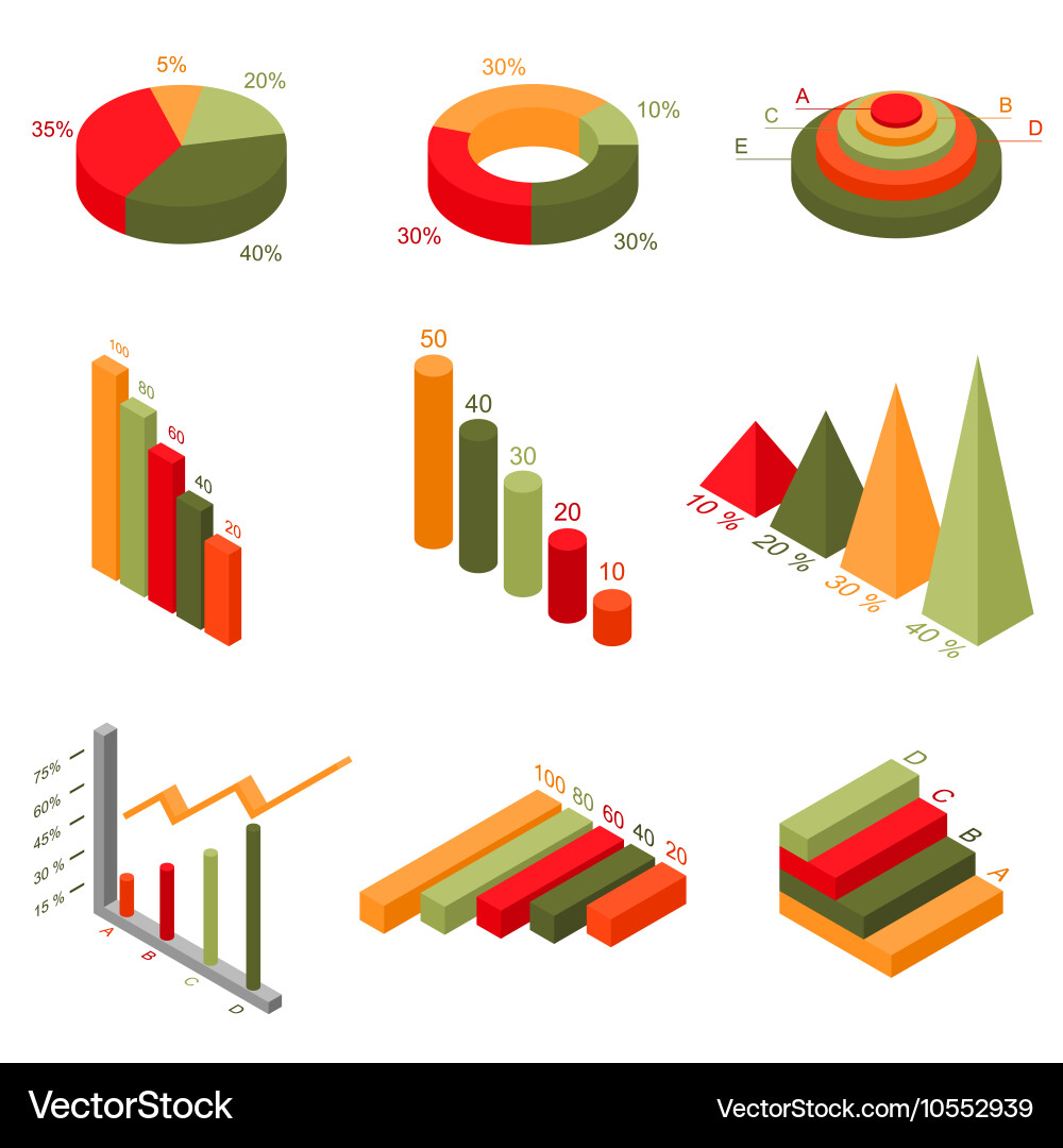 Infographics elements charts and graphs set vector image