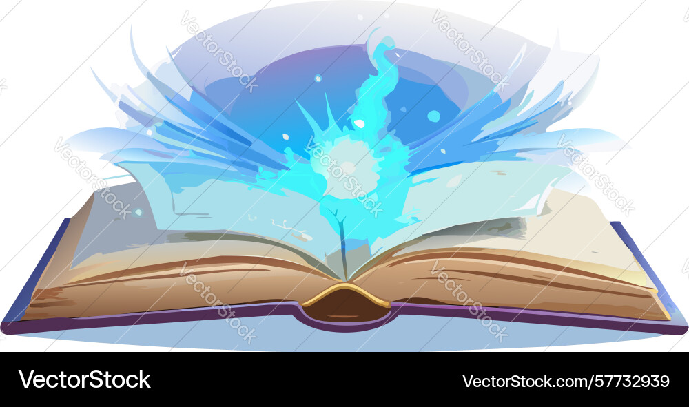 Magical open book with glowing aura unleashing Vector Image