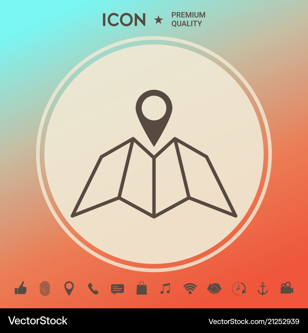 Map icon with pin pointer Royalty Free Vector Image