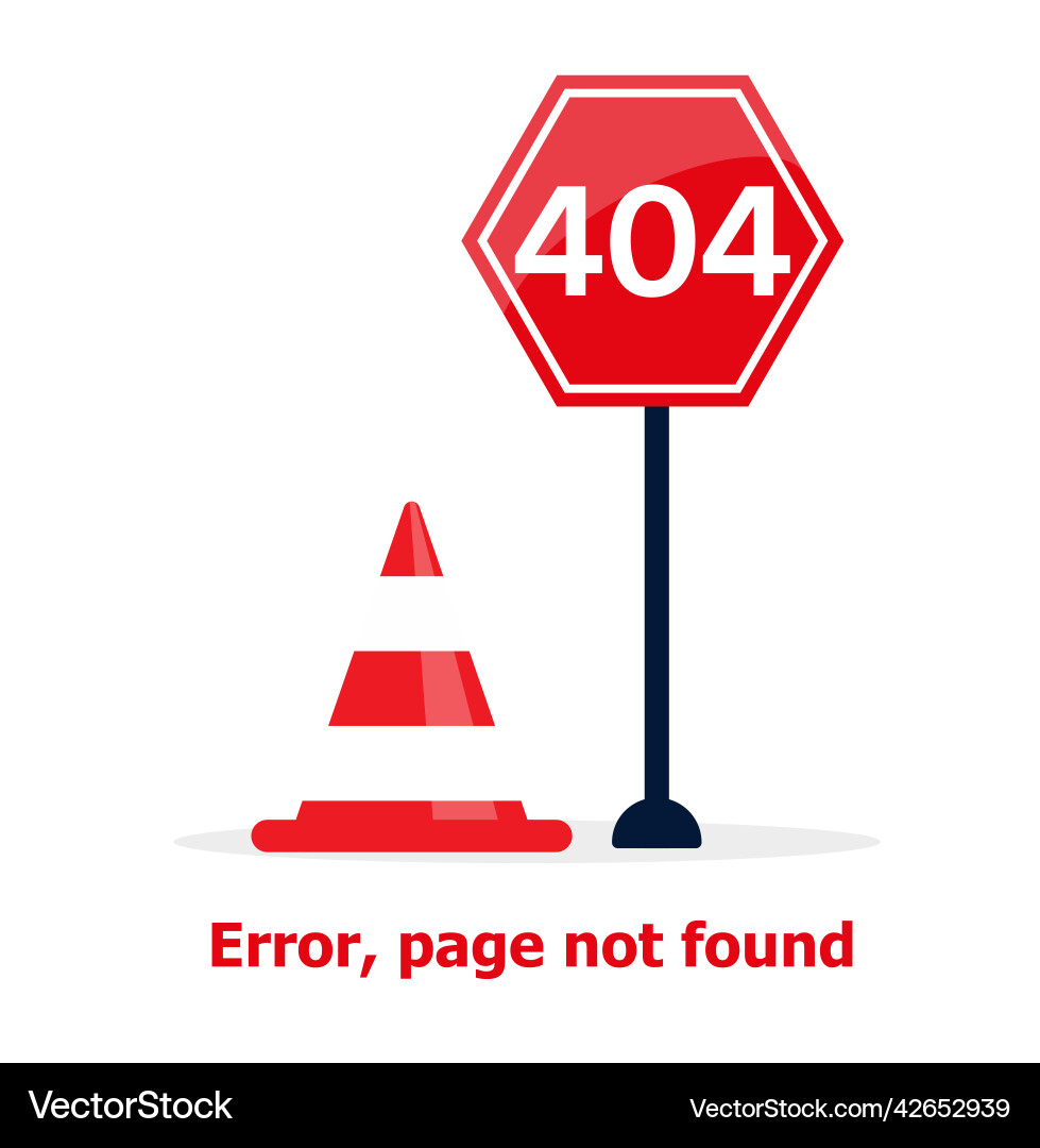 Red 404 error page not found with long shadow Vector Image