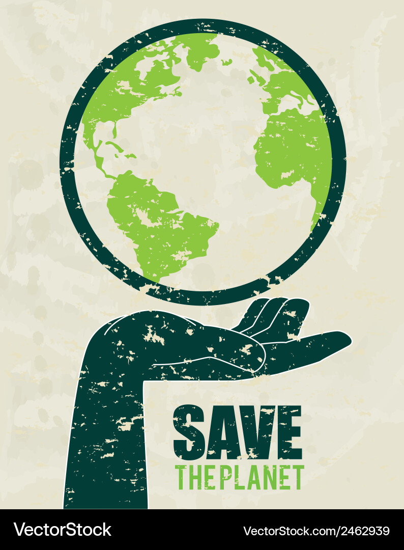 Save planet design over gray background Vector Image