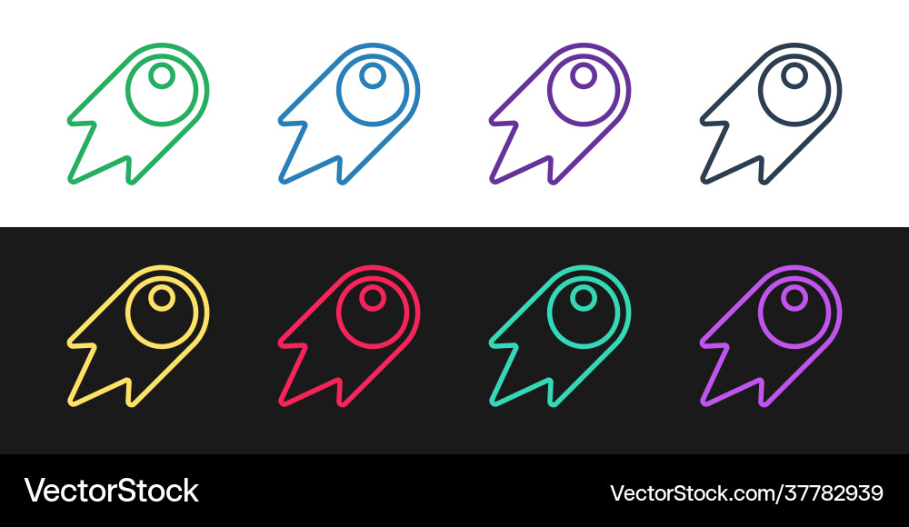 Set line comet falling down fast icon isolated Set line comet falling down fast icon isolated Vector Image