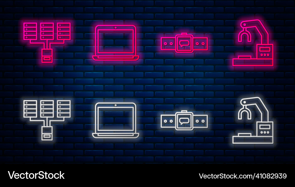 Set line laptop smartwatch server data web vector image